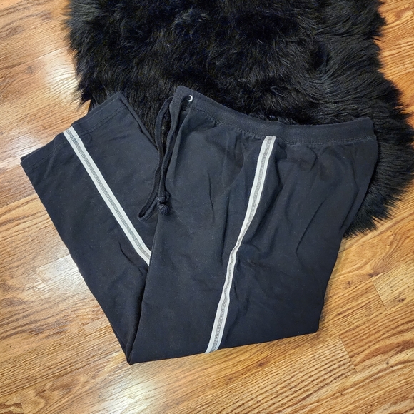 Wide Leg Sweatpants Black with White Stripes Women's Size L - Picture 3 of 6